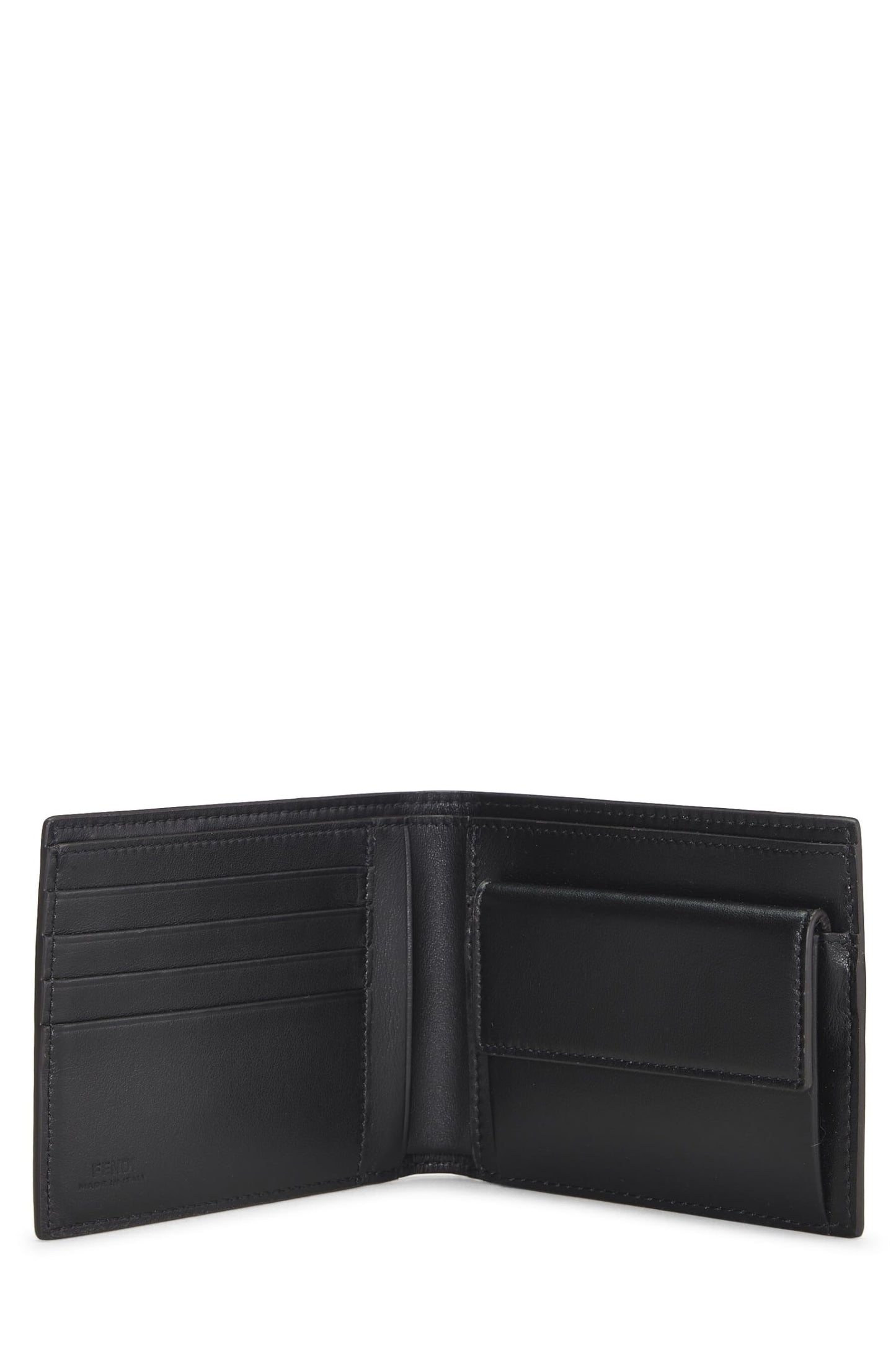 Fendi,  Blue Zucchino Leather Bifold Wallet, Blue