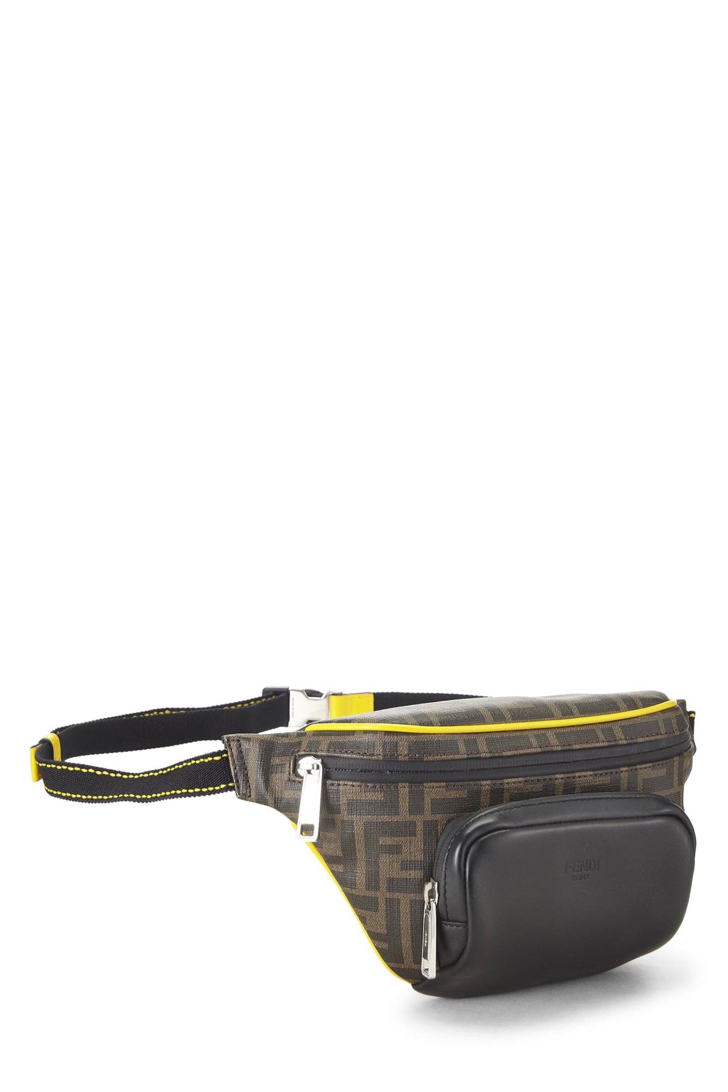 Fendi,  Black Zucca Coated Canvas Waist Pouch, Yellow