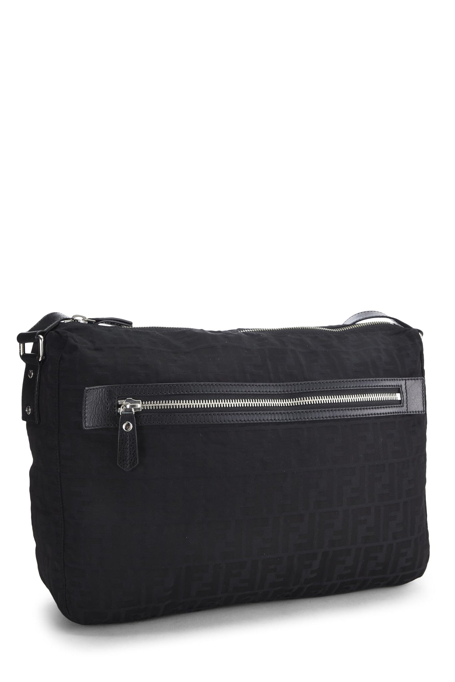 Fendi,  Black Zucca Canvas Messenger Bag, Black