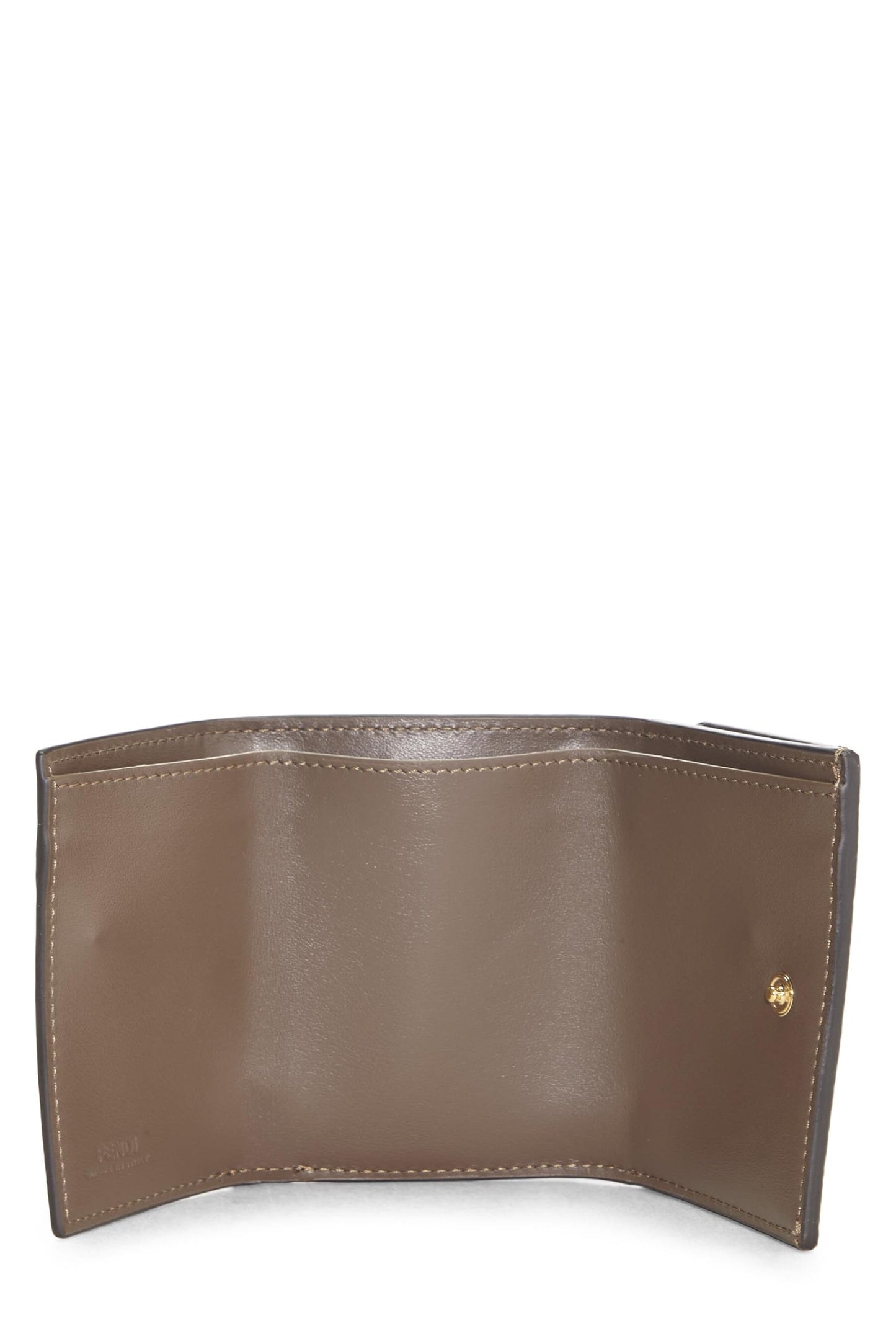 Fendi,  Brown Leather Logo Tri-Fold Wallet, Brown