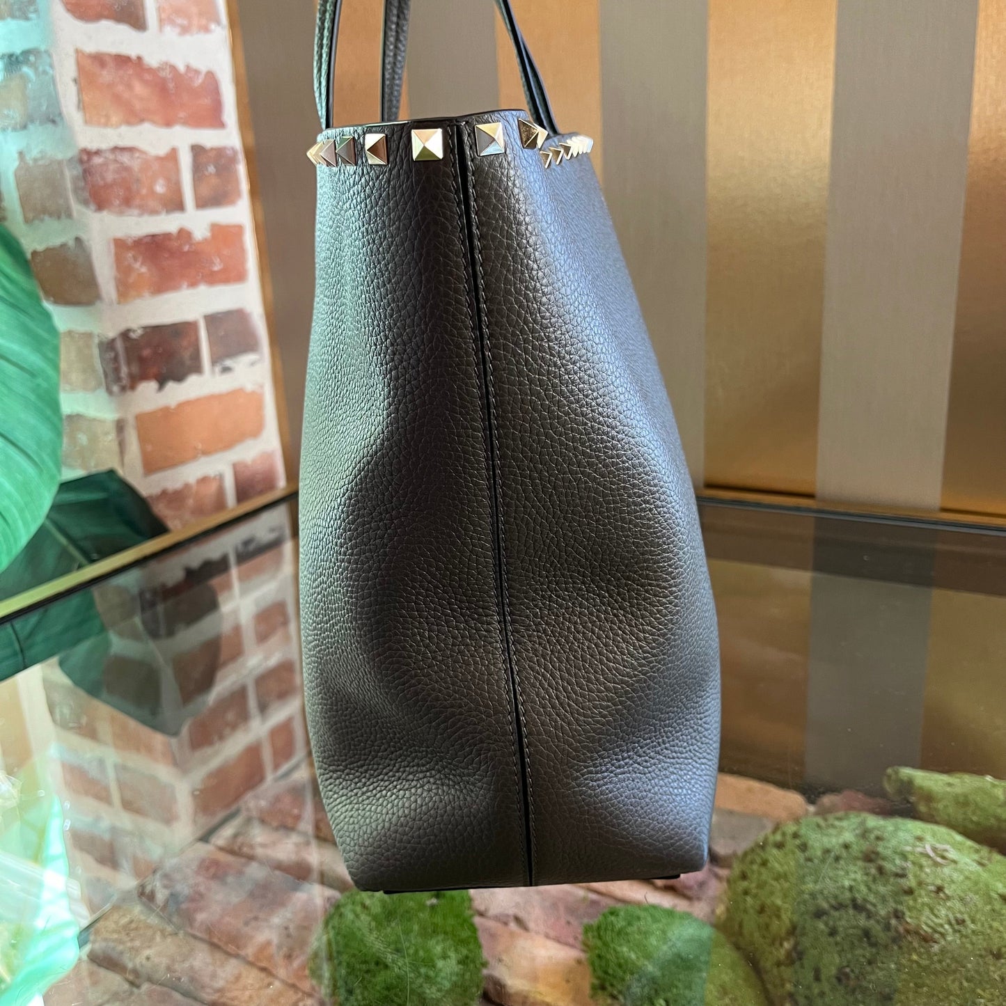 Valentino Gray Rockstud Tote