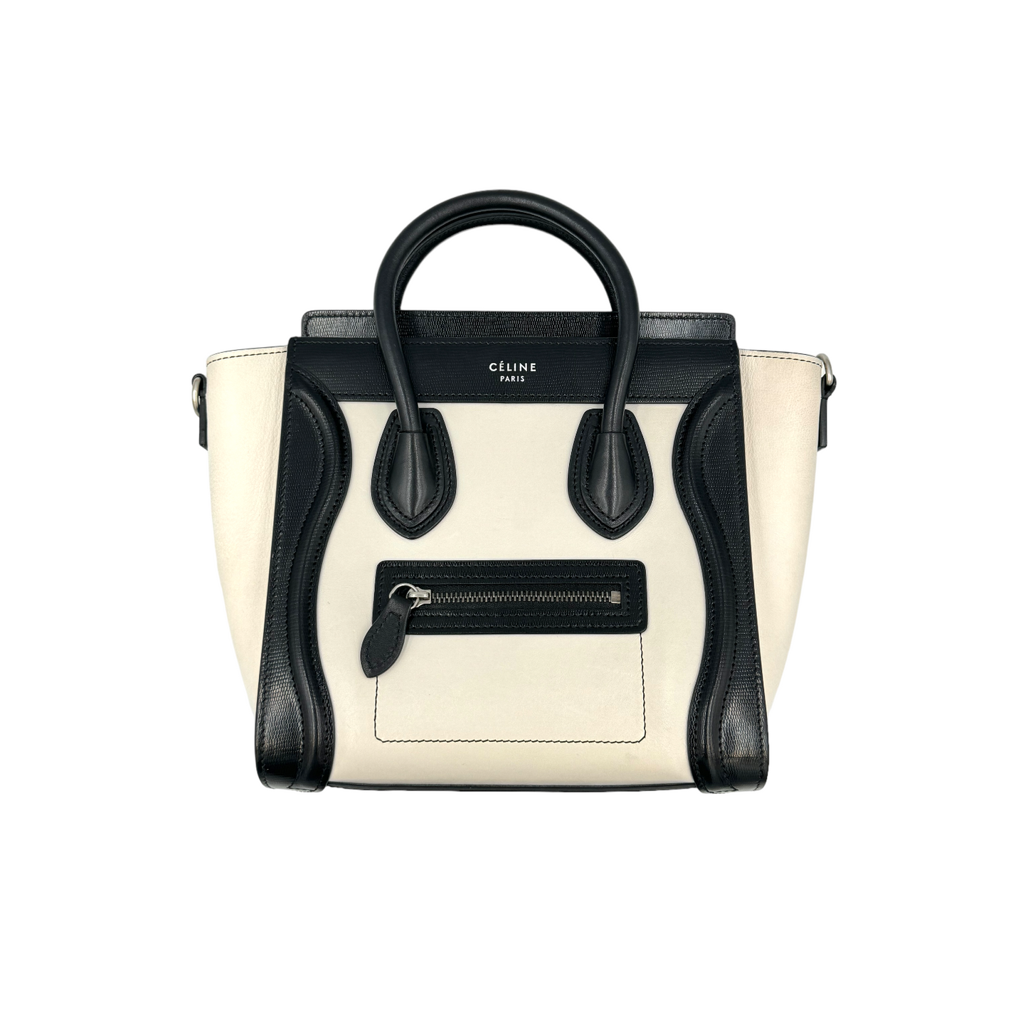 Céline Luggage Nano Black and White