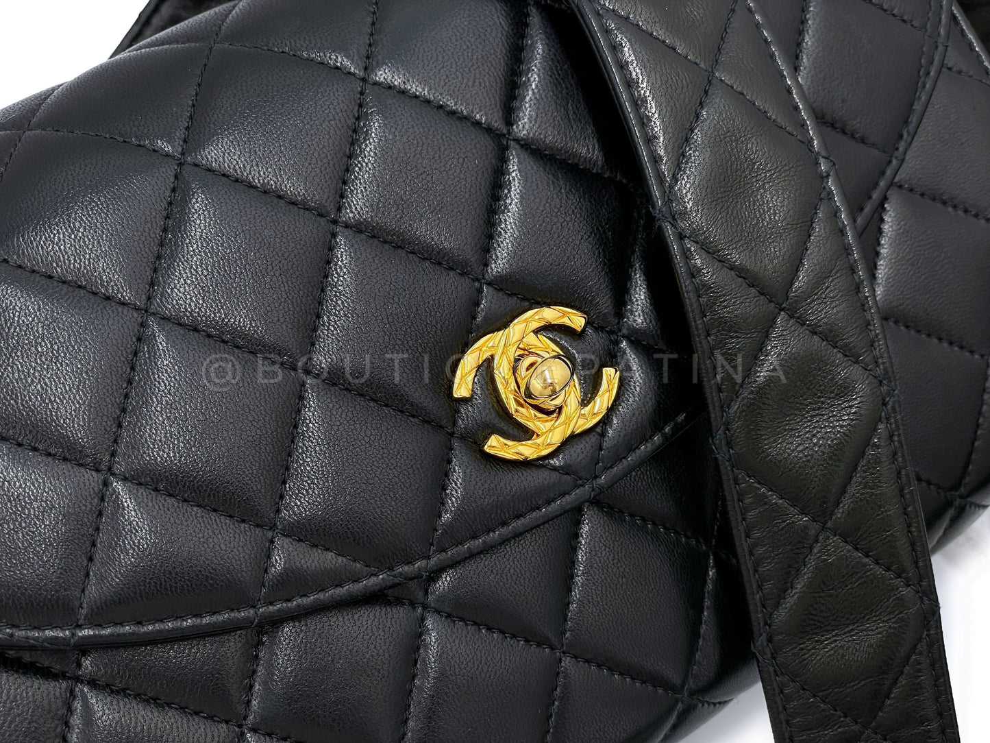 Rare Chanel Vintage 1991 Lambskin Crossbody Flap Bag