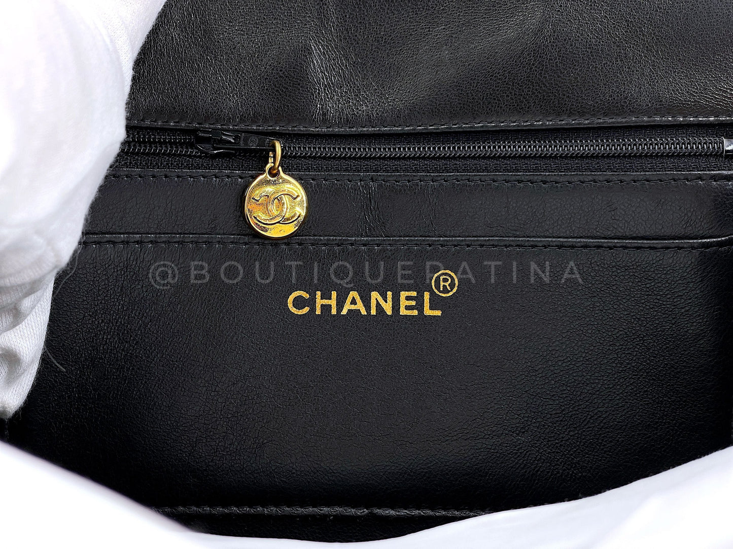 Rare Chanel Vintage 1991 Lambskin Crossbody Flap Bag