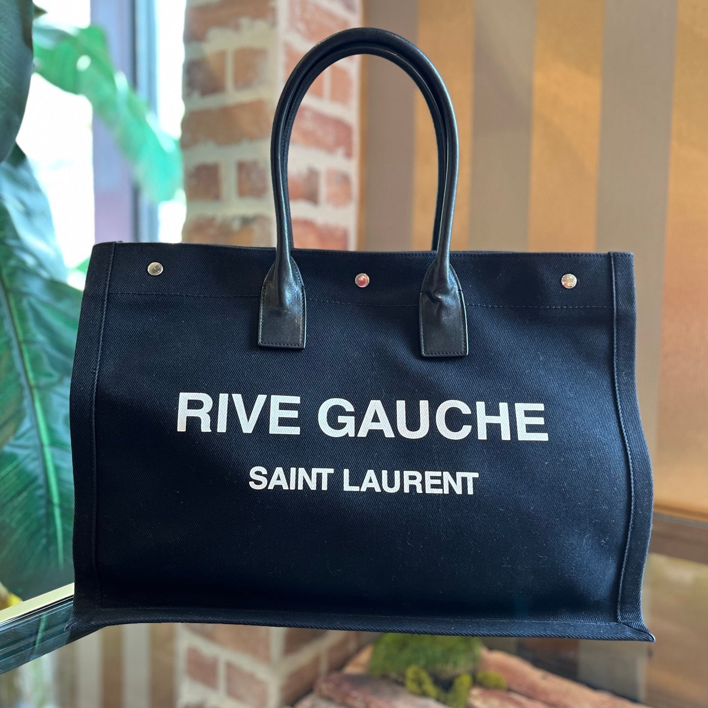 SAINT LAURENT Rive Gauche Canvas Tote