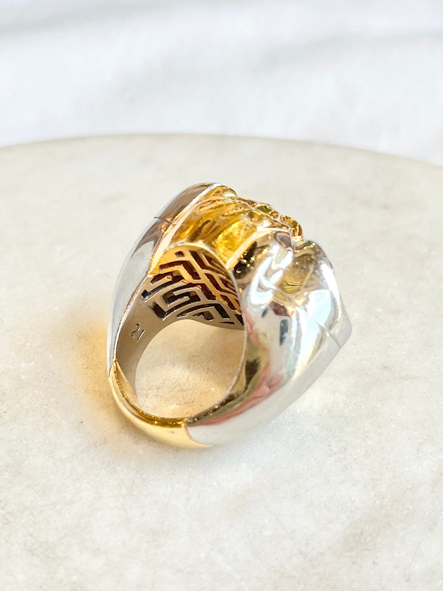 VERSACE  2 Tone Medusa Head Mens Ring SZ 9.5