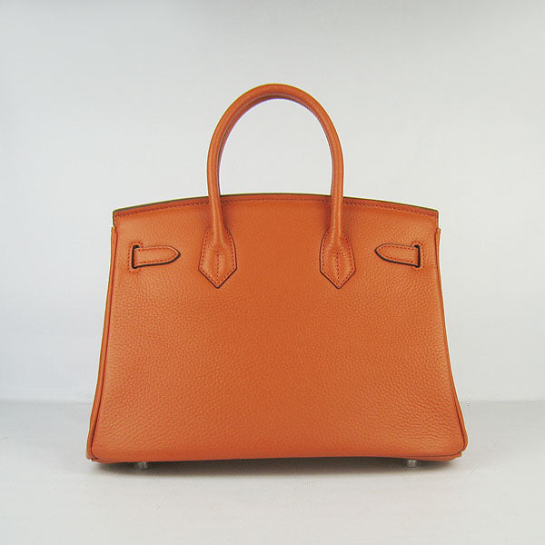 Hermes Birkin 30cm Togo Leather Handbags Orange Silver