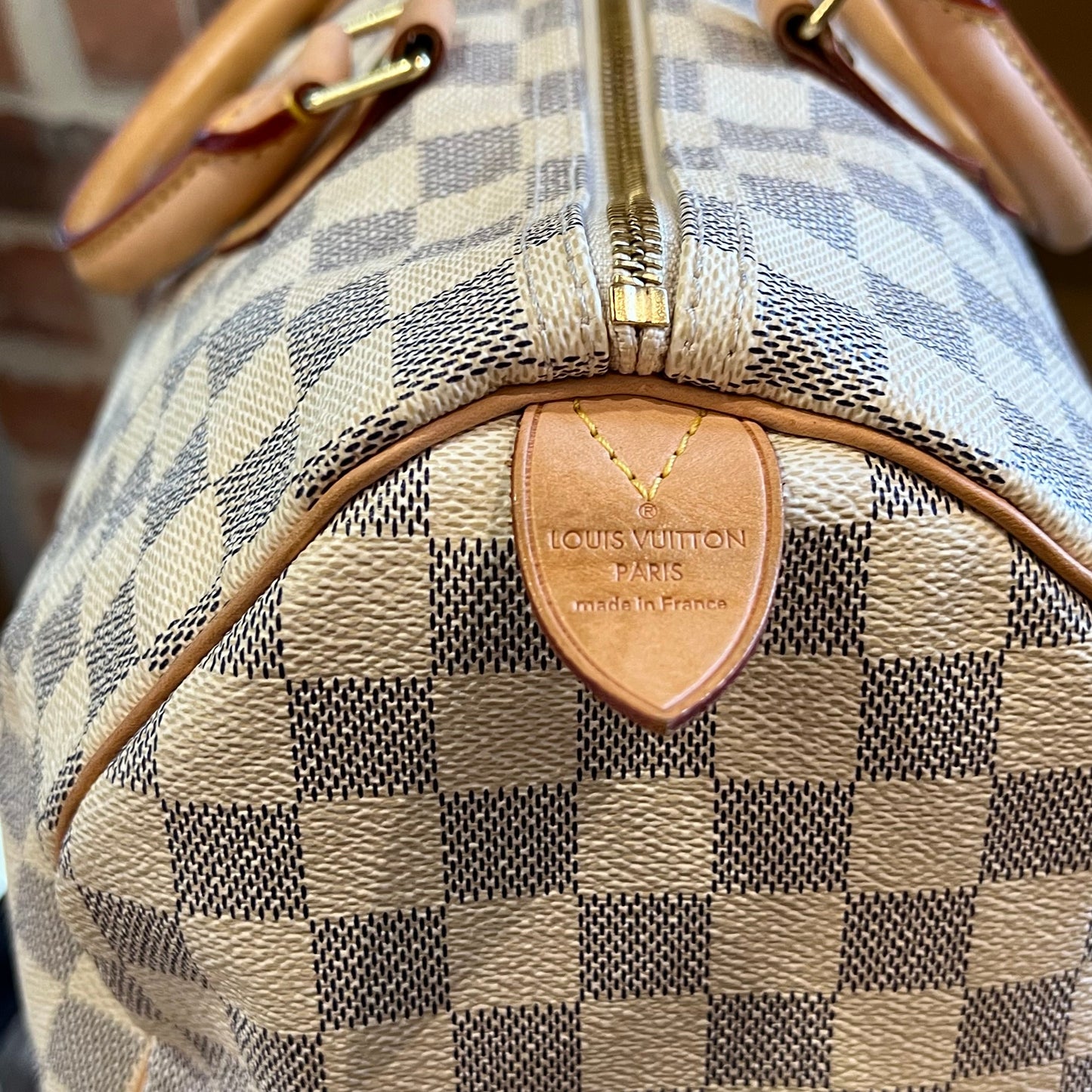 LOUIS VUITTON Speedy 35 Damier Azur Canvas Satchel Bag