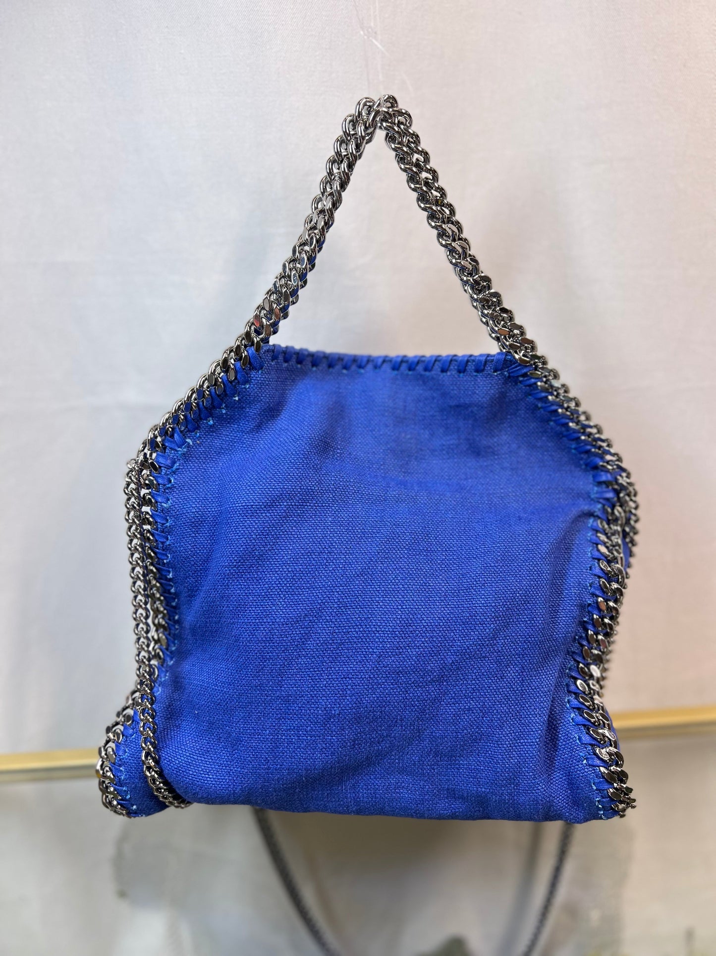 STELLA MCCARTNEY Falabella Mini Blue Canvas Crossbody