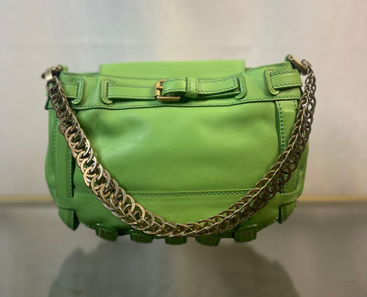 VERSACE Key Hole Medusa Neon Green Shoulder Bag