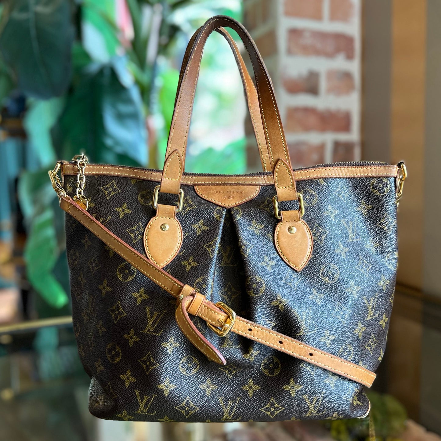 LOUIS VUITTON Palermo PM Brown Monogram Canvas Two-Way Tote Bag