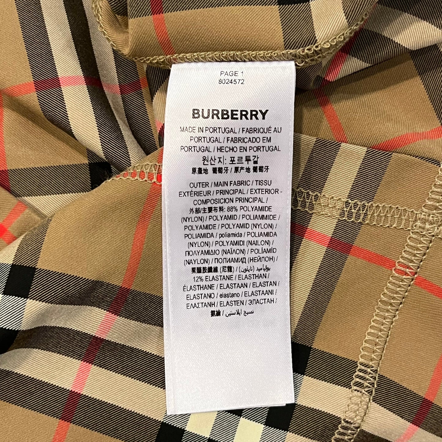 BURBERRY Plaid Print Turtleneck Sz L