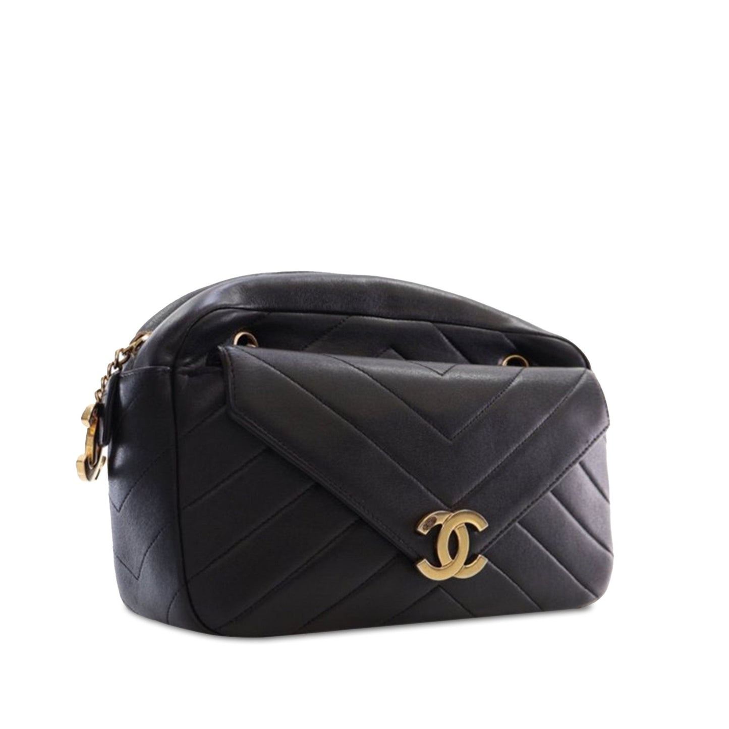 Chanel Coco Envelope Camera Bag Medium Black Lambskin Gold