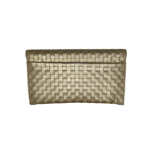 Bottega Veneta Metallic Gold Intrecciato Flap Clutch