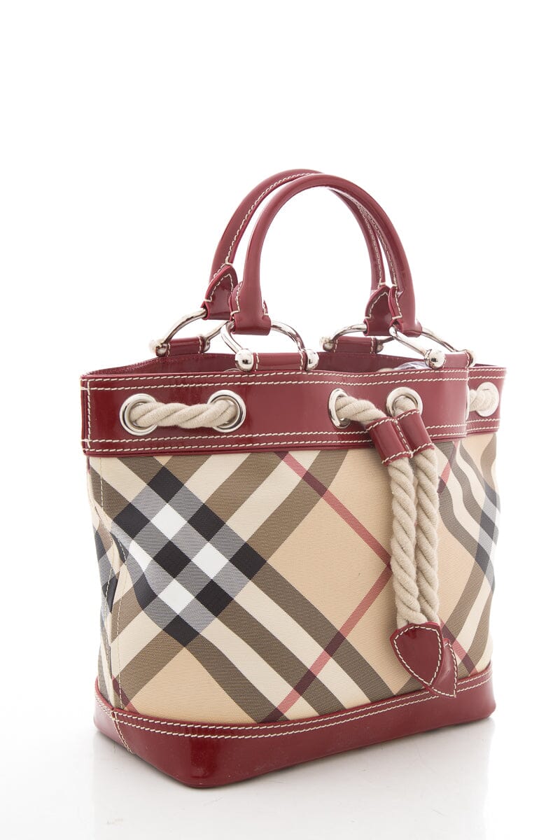 Burberry Red & Beige Nova Tote