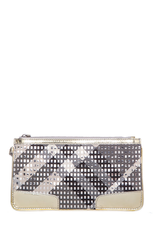 Burberry Nova Plaid & Metallic Wristlet