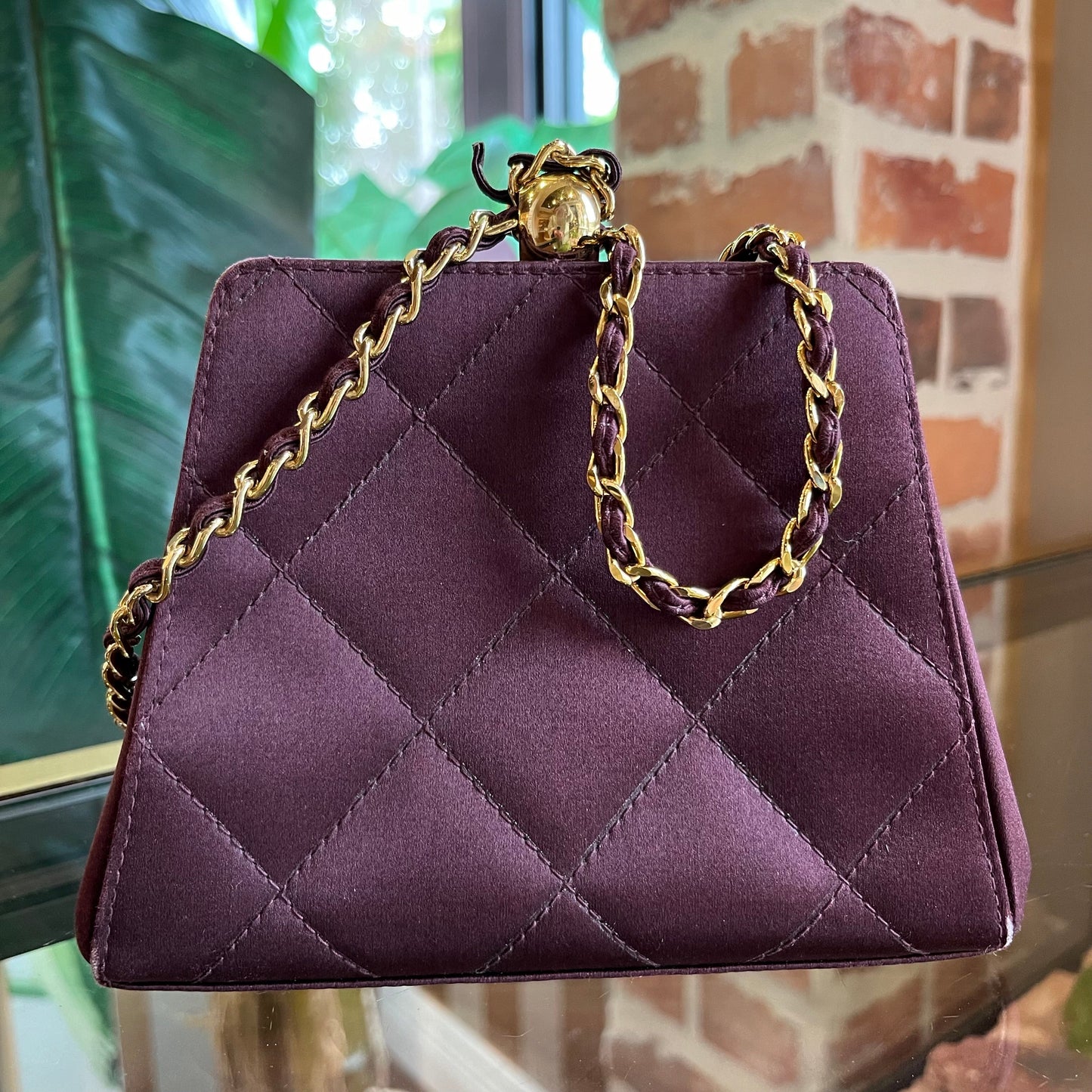 CHANEL Silk Plum Colored Evening Bag TS