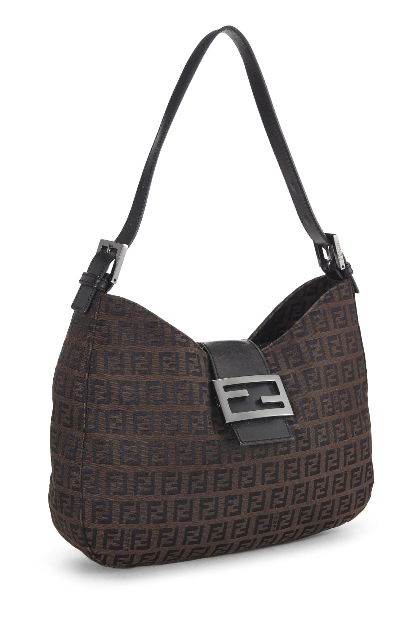 Fendi,  Brown Zucchino Canvas Shoulder Bag, Brown