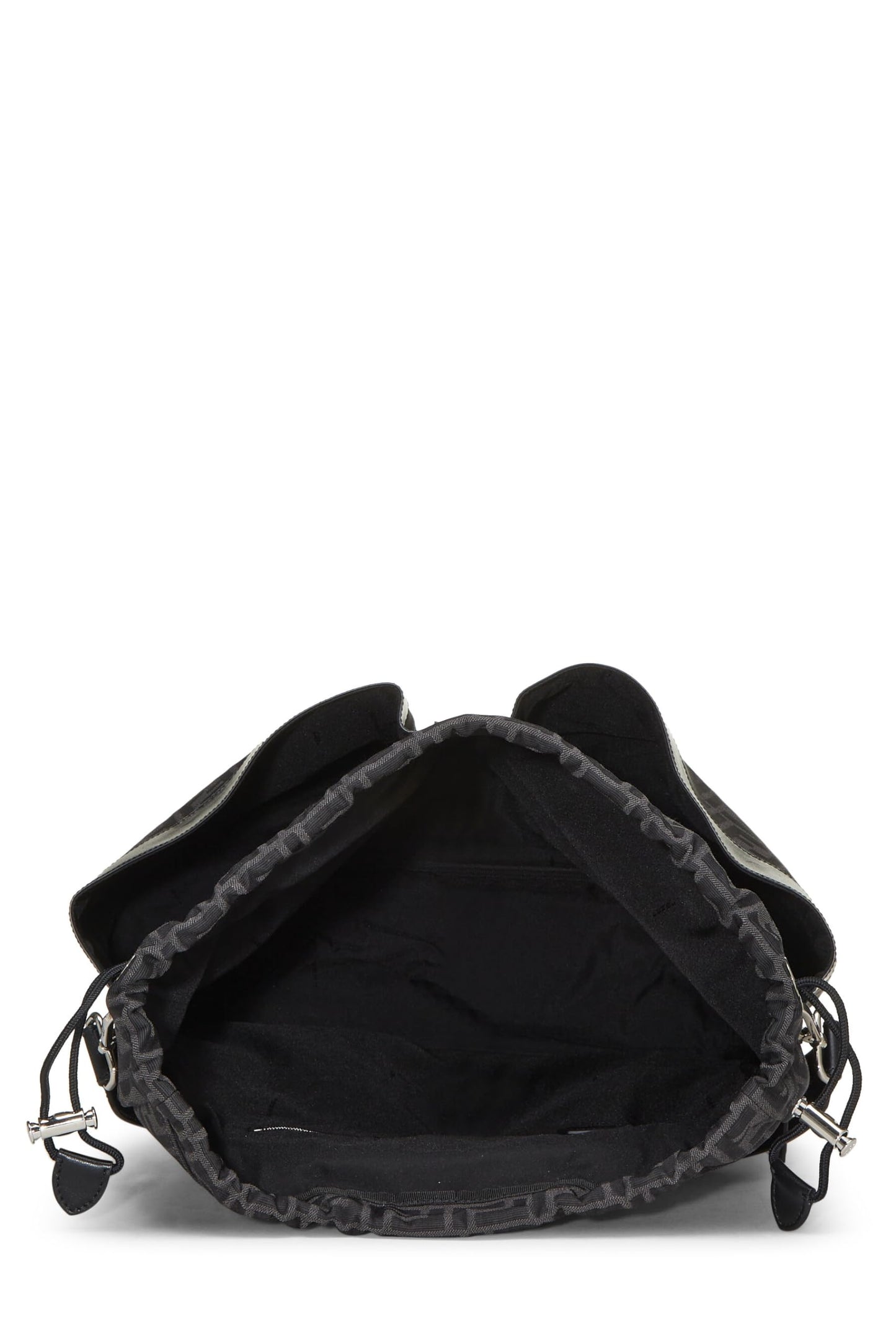 Fendi,  Black Zucca Double Pocket Backpack, Black