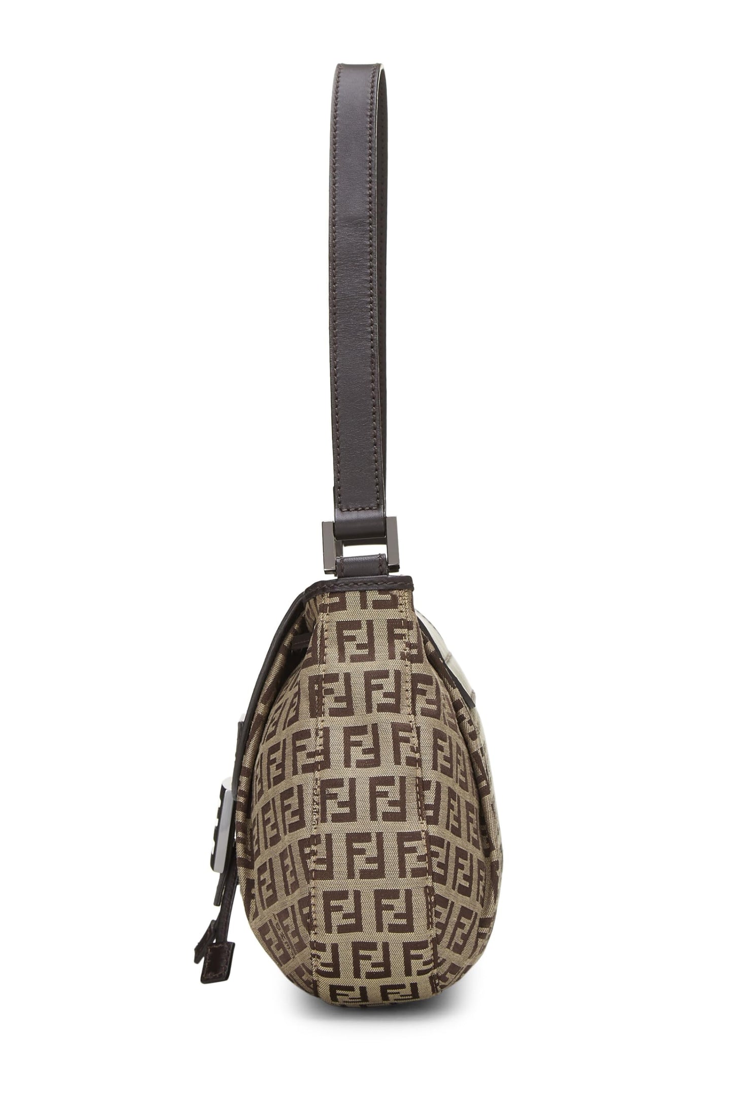 Fendi,  Brown Zucchino Canvas Shoulder Bag, Brown