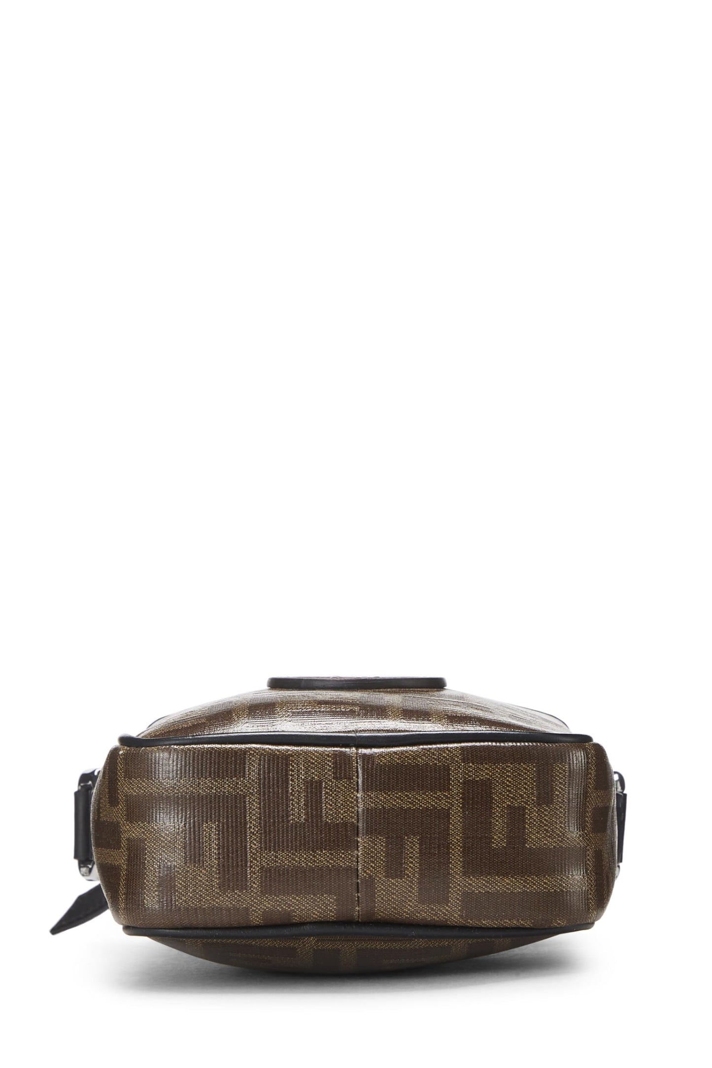 Fendi,  Brown Leather & Zucca Canvas Crossbody, Black