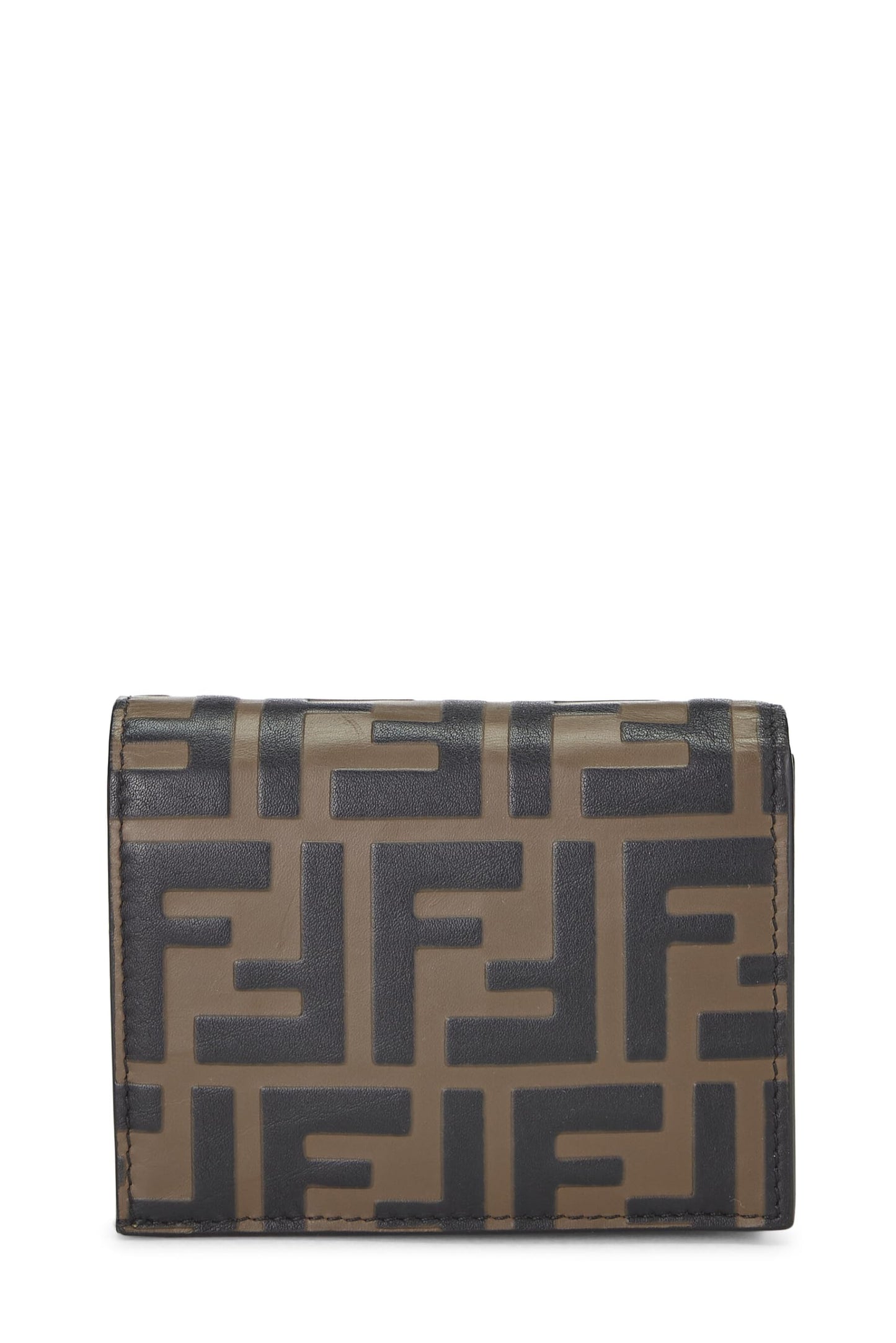 Fendi,  Brown Embossed Leather 'F is Fendi' Compact Wallet, Brown