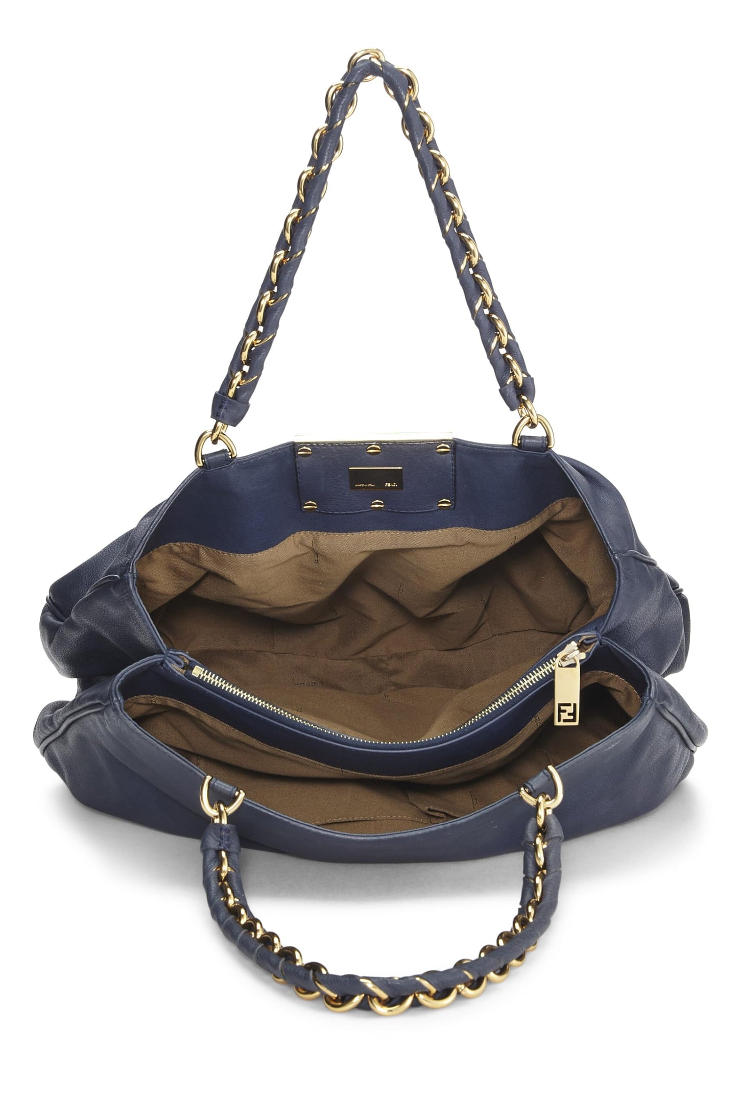 Fendi,  Blue Leather Mia Large, Blue