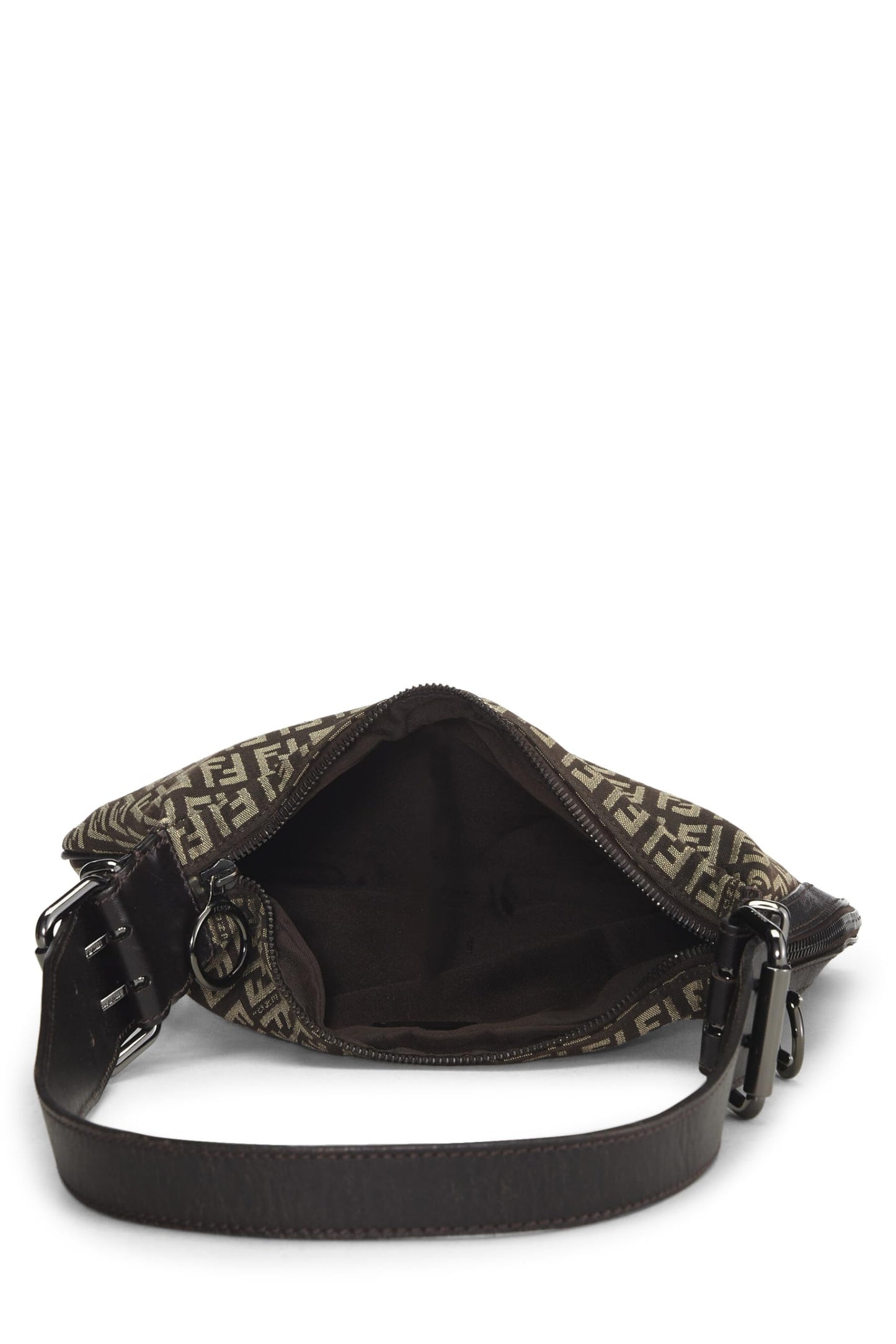 Fendi,  Brown Zucchino Canvas Oyster Bag, Brown