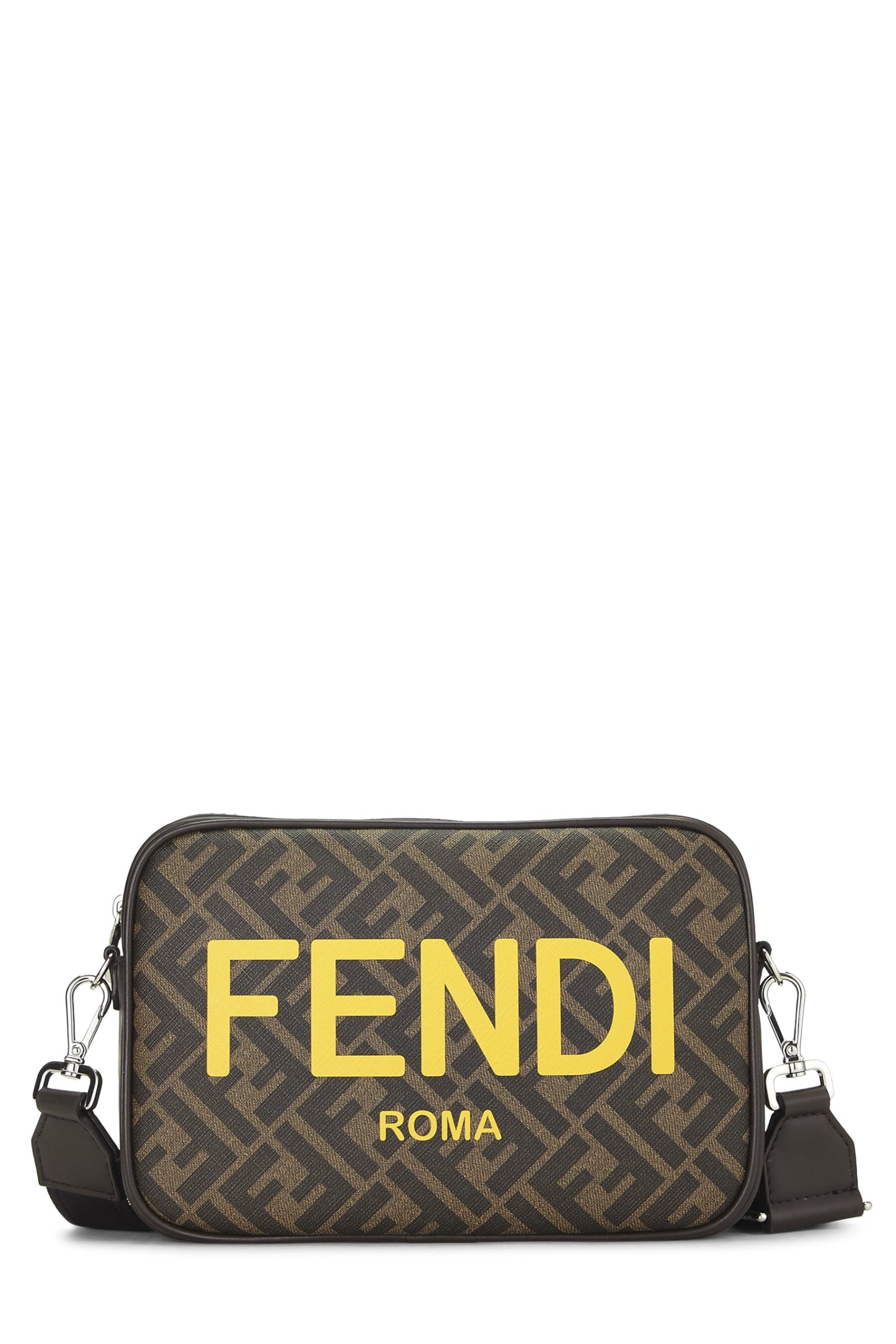 Fendi,  Brown Coated Canvas Logo Camera Case, Brown