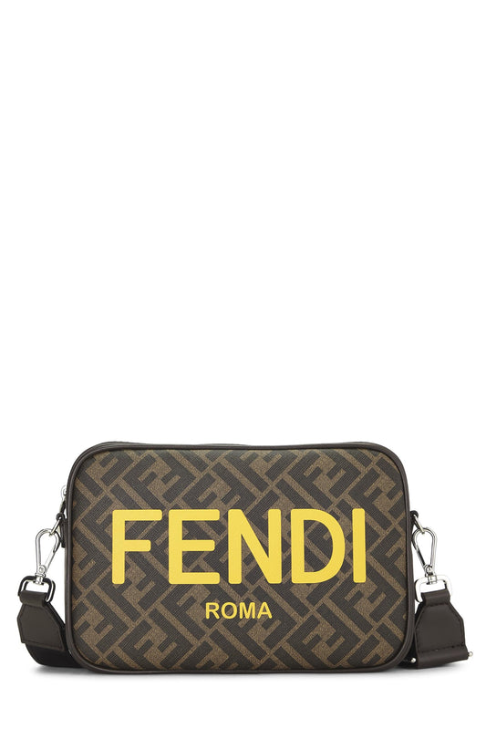 Fendi,  Brown Coated Canvas Logo Camera Case, Brown