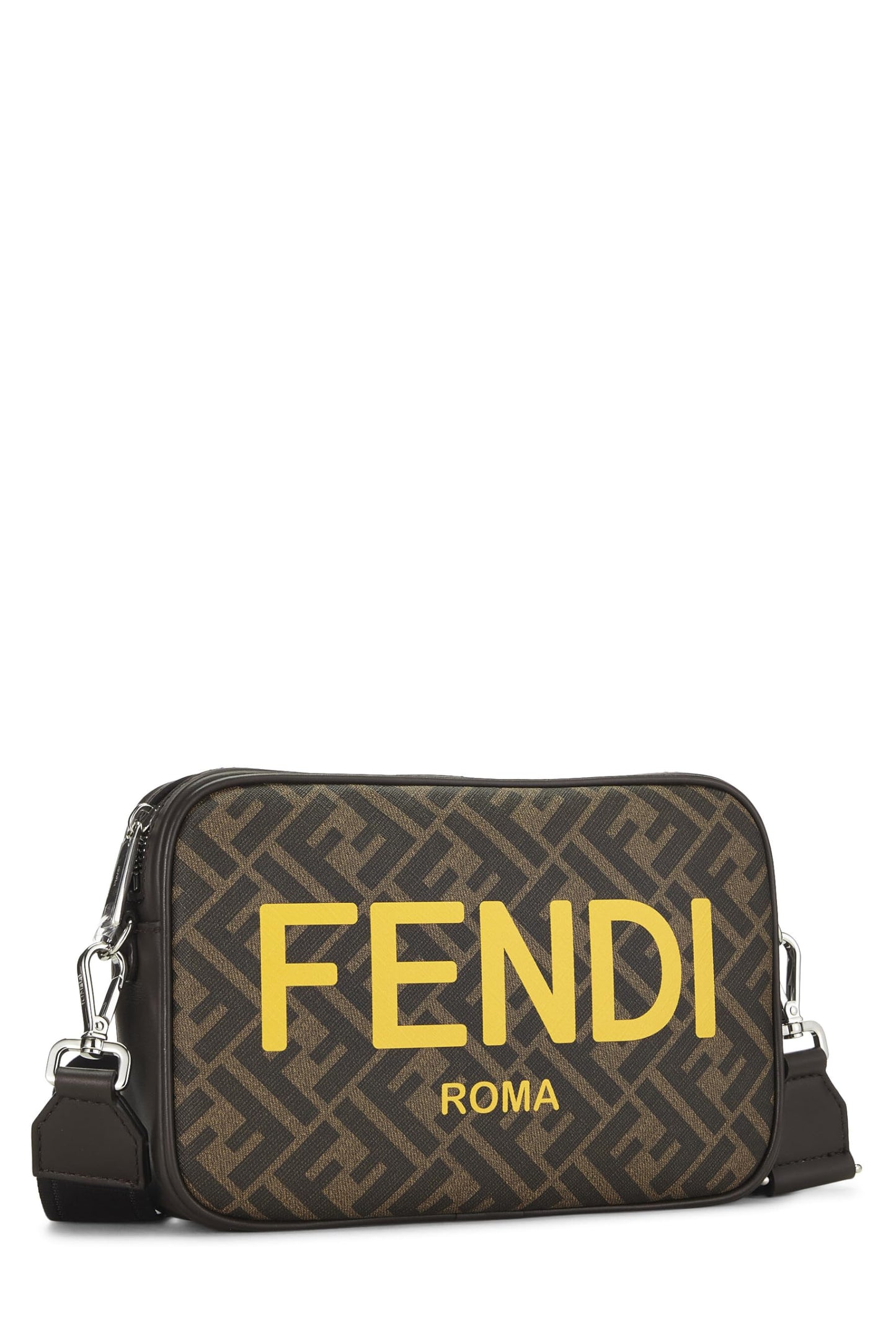 Fendi,  Brown Coated Canvas Logo Camera Case, Brown