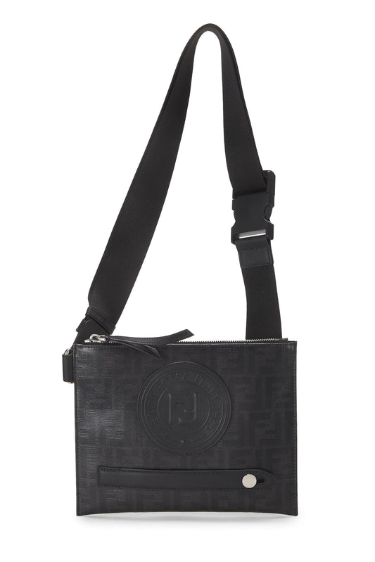 Fendi,  Black Zucca Coated Canvas Crossbody Bag, Black