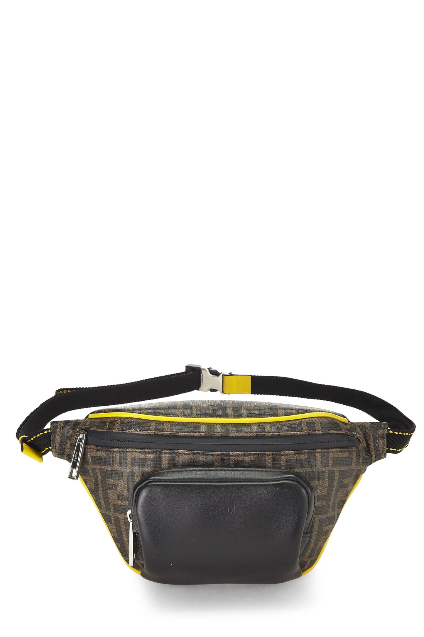 Fendi,  Black Zucca Coated Canvas Waist Pouch, Yellow