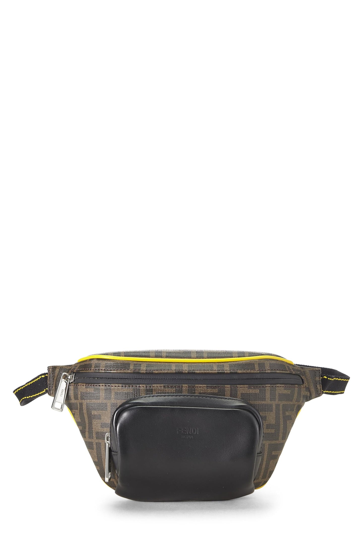 Fendi,  Black Zucca Coated Canvas Waist Pouch, Yellow