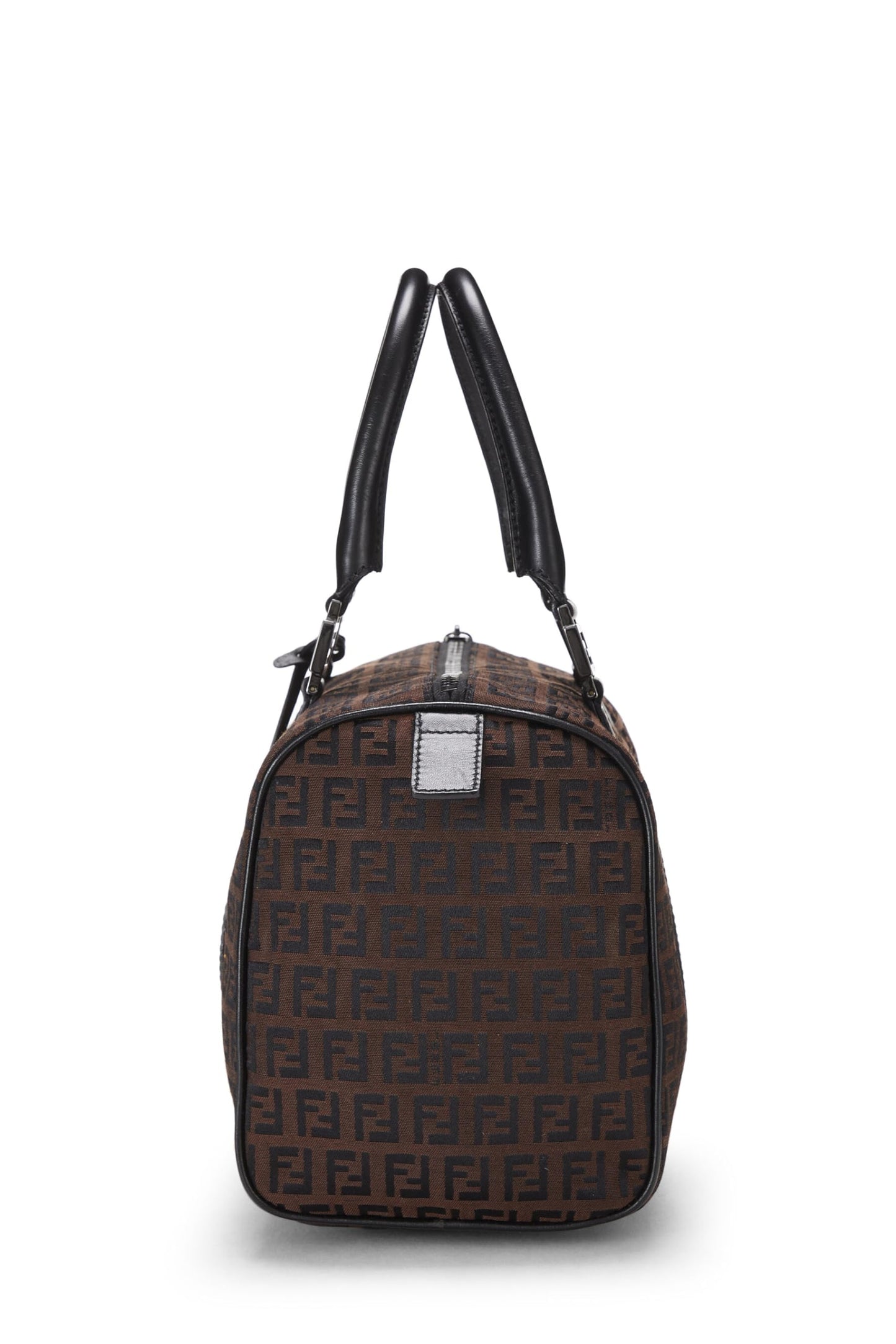 Fendi,  Brown & Black Zucchino Canvas Boston Bag Mini, Brown