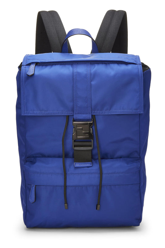 Fendi,  Blue Nylon Fendiness Backpack, Blue