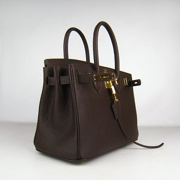 Hermes Birkin 30cm Togo Leather Handbags Dark Coffee Golden