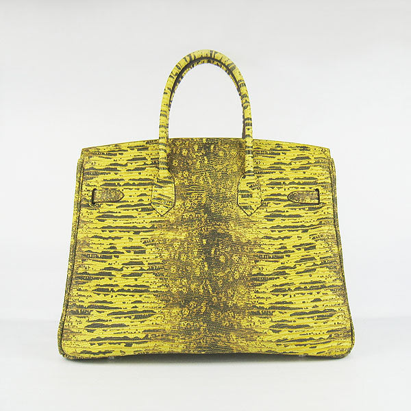 Hermes Birkin 30cm Lizard Pattern Handbag 6088 Yellow/Silver