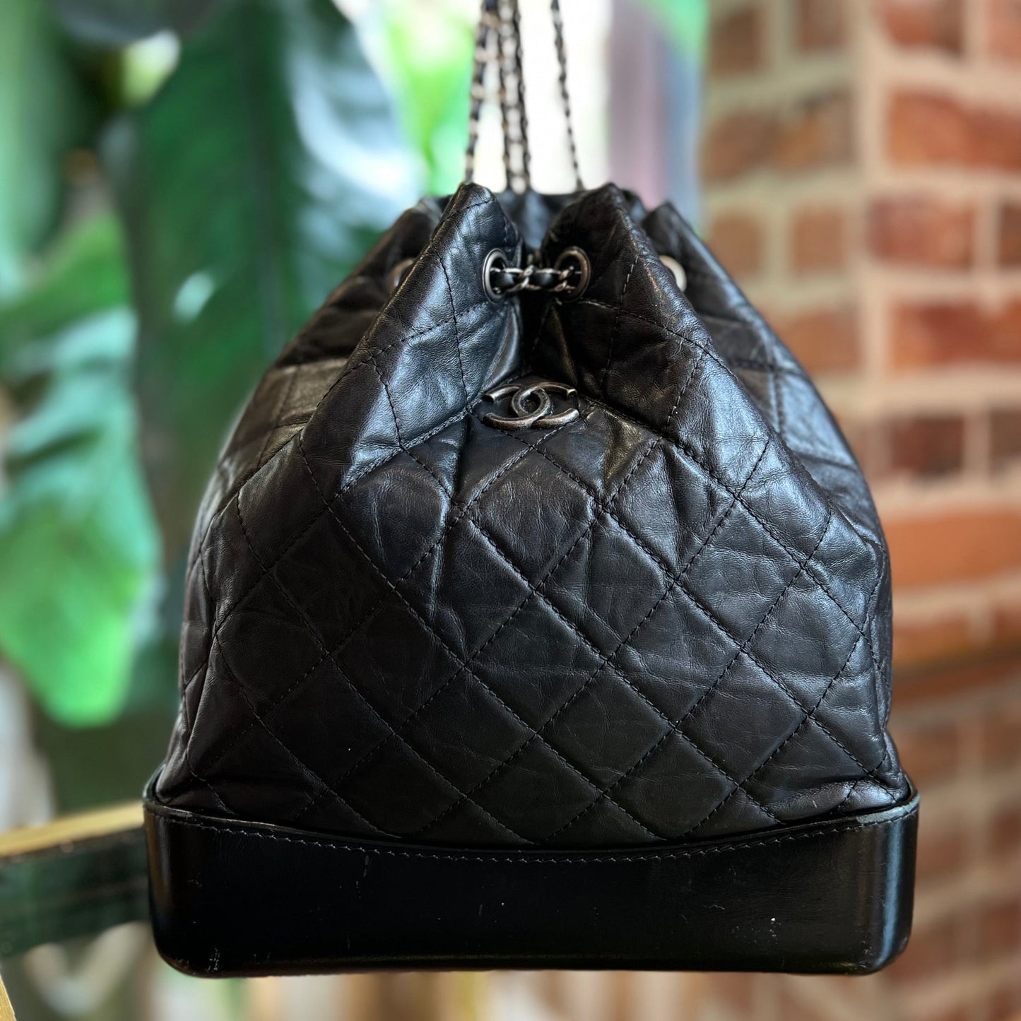 CHANEL Gabrielle Small Black Aged Calfskin Quilted Backpack