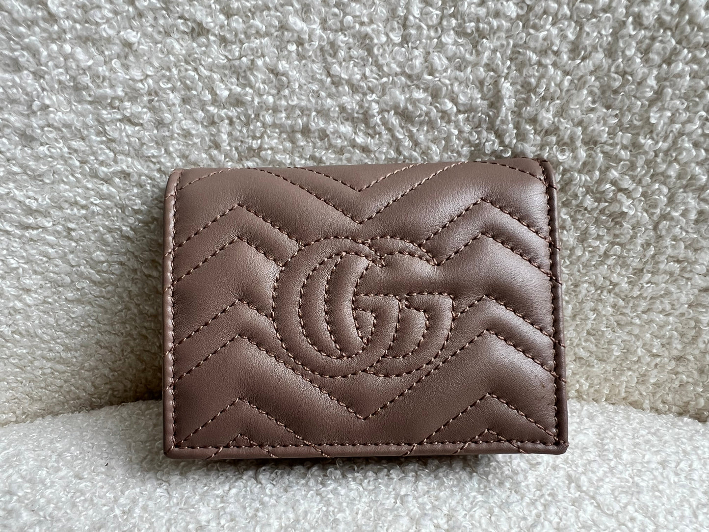 Gucci GG Dusty Pink Marmont Matelassé Card Case Wallet (RRP £345)