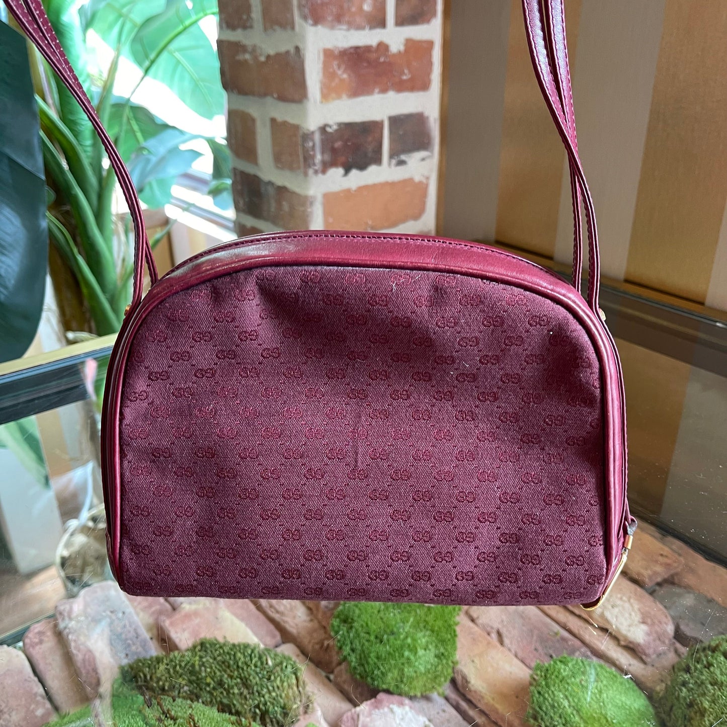 GUCCI Micro Guccisima GG Web Burgundy Crossbody