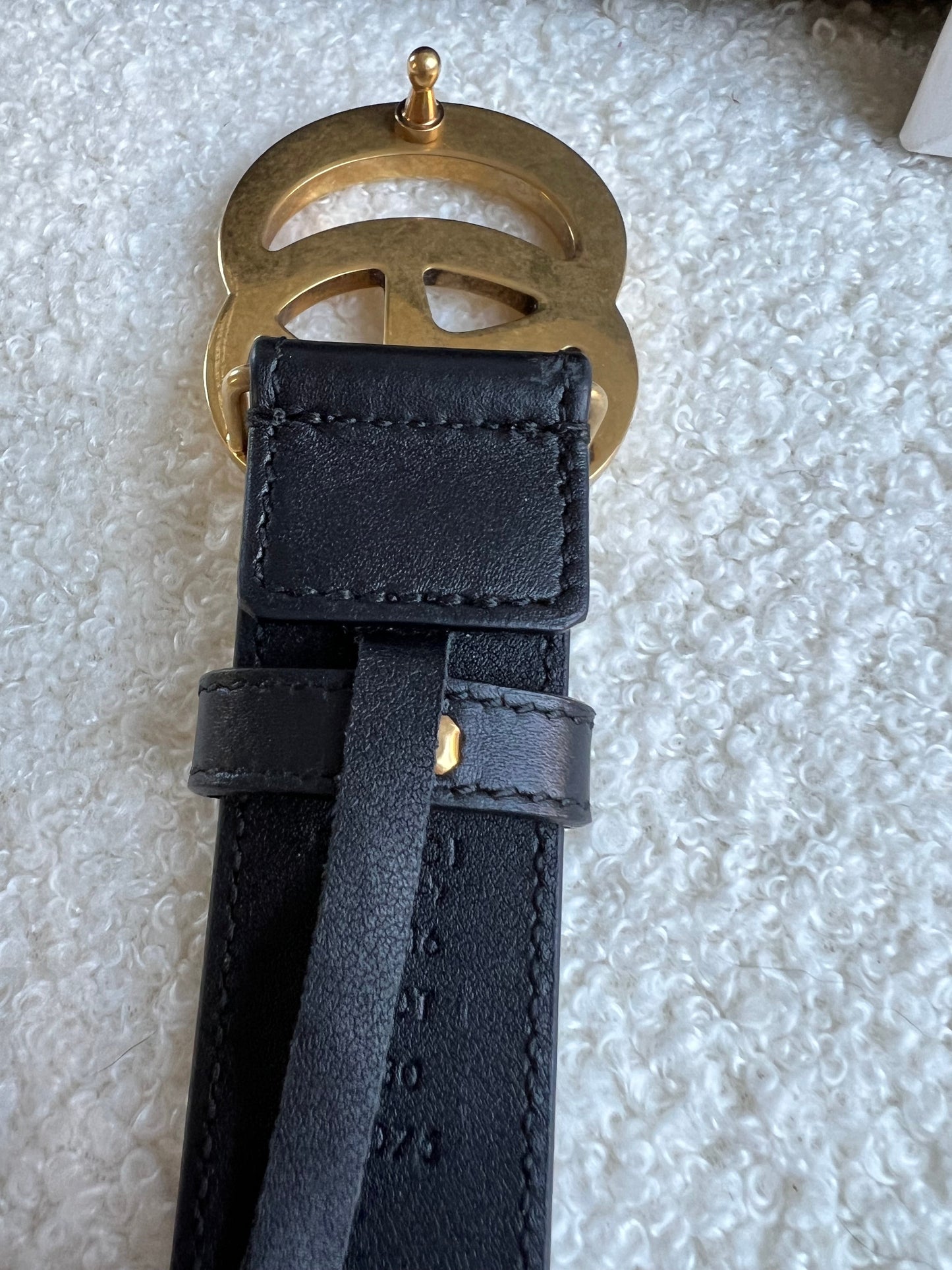 Gucci GG Marmont Black Leather Belt with Shiny Buckle (£360)