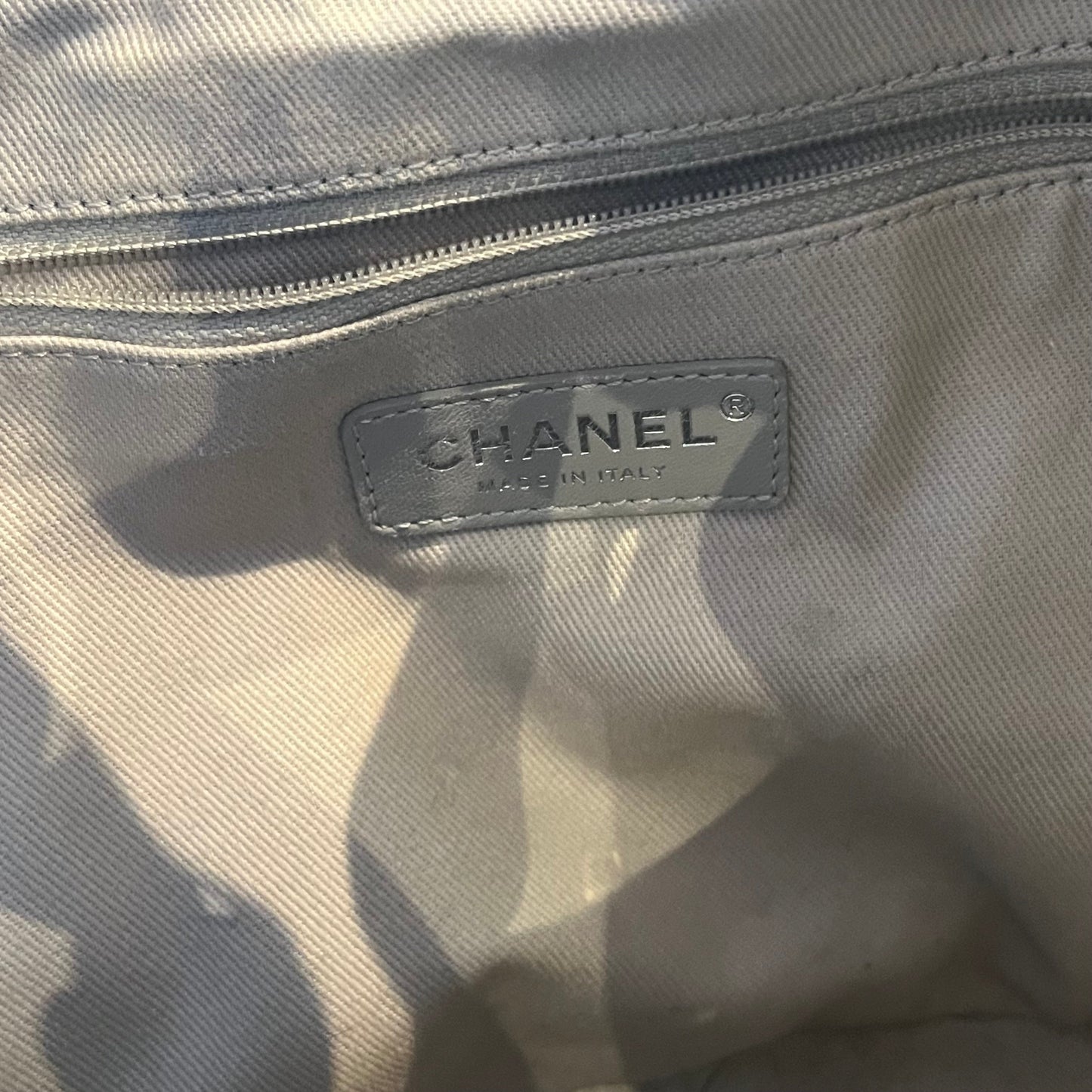 CHANEL Black Stripe Deauville Drawstring Bucket Bag