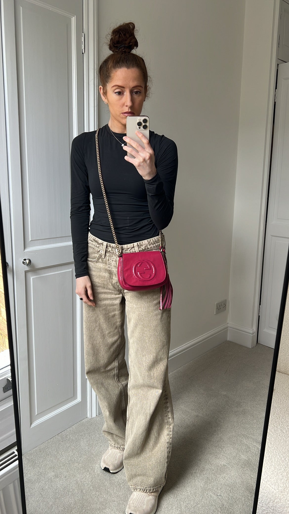 Gucci Pink Patent Mini Soho Chain Crossbody Flap Bag