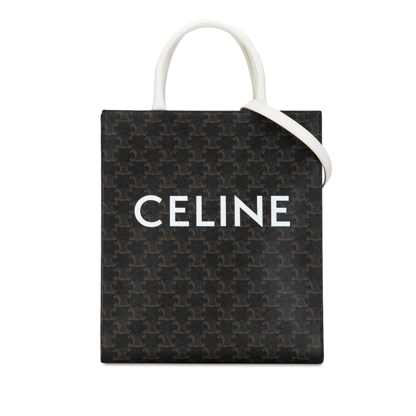 Celine Triomphe Vertical Cabas Tote Small Black Canvas