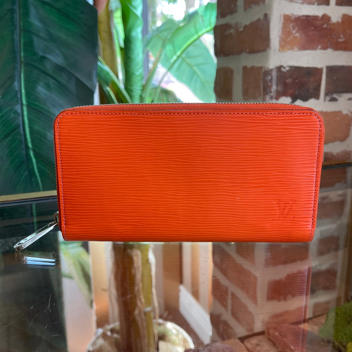 LOUIS VUITTON Orange Epi Leather Zippy Wallet