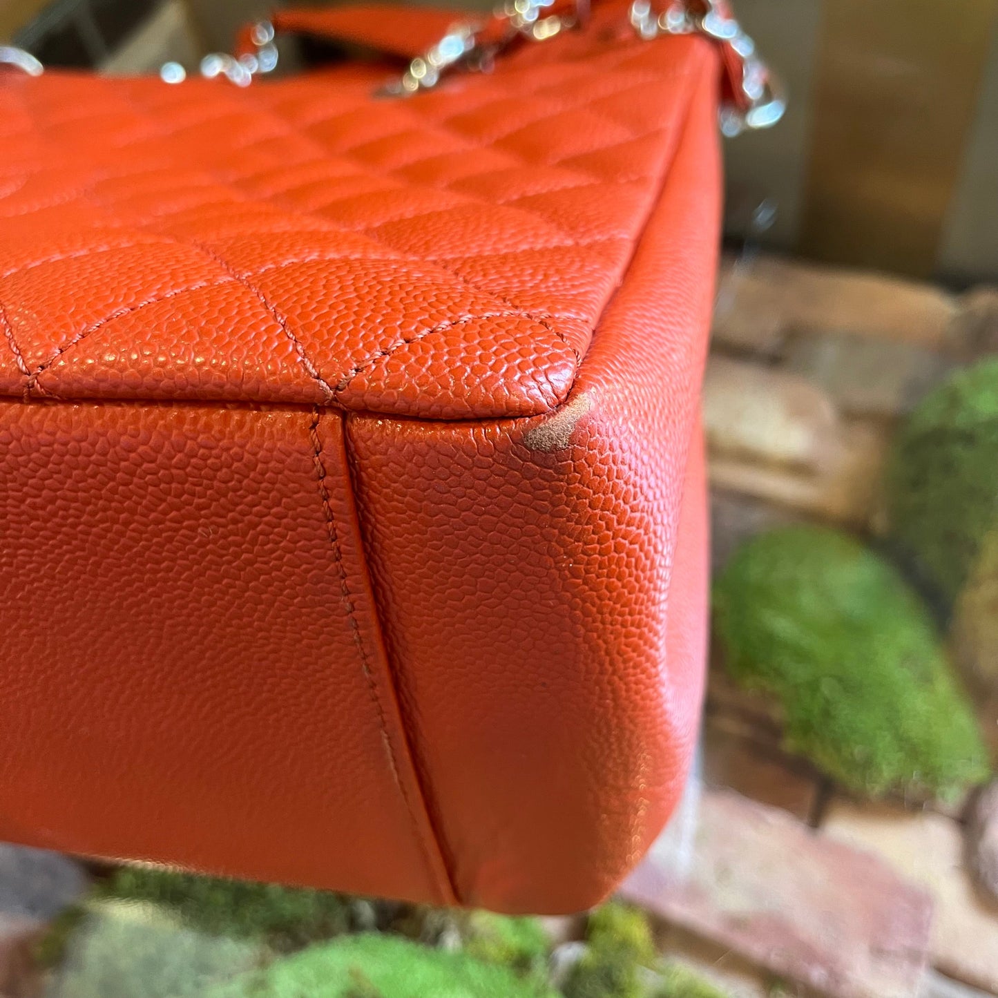 CHANEL Orange Caviar Grand Shopping Tote