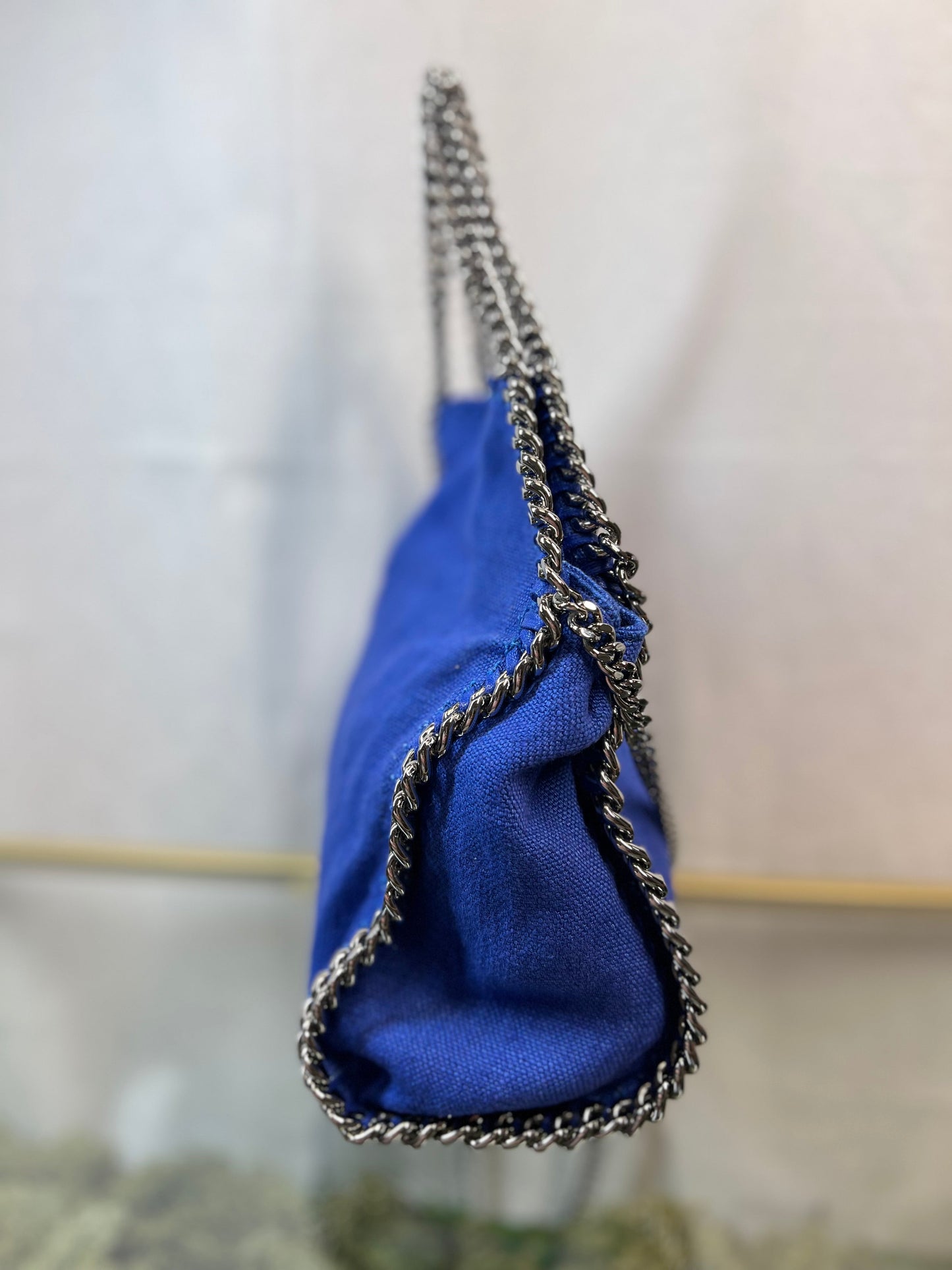 STELLA MCCARTNEY Falabella Mini Blue Canvas Crossbody