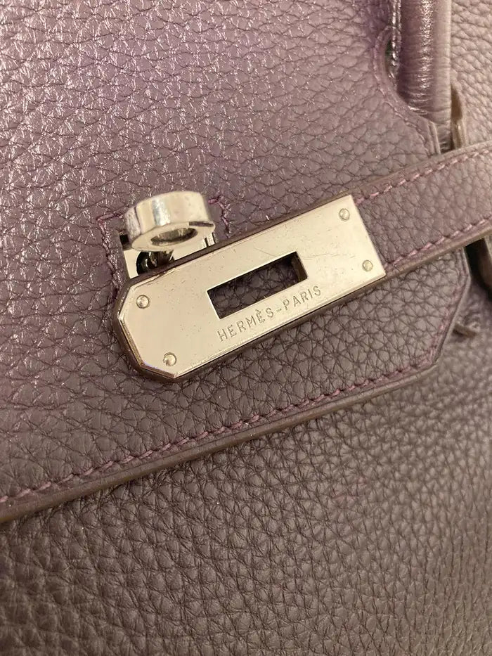 Hermes Raisin Purple Clemence Birkin 40 PDH