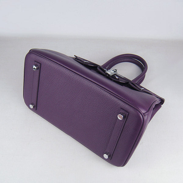 Hermes Birkin 30cm Togo Leather Handbags Purple Silver